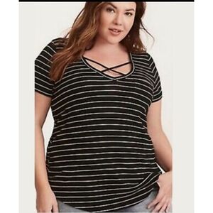 Torrid Criss Cross V-Neck Knit Shirt